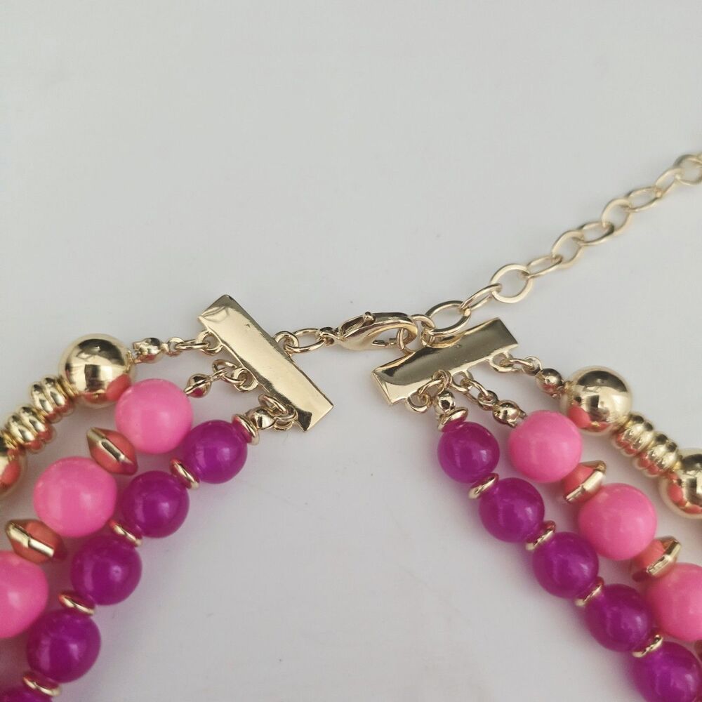 Lilly Pulitzer PINK Beaded GOLD HEART Charm Necklace Love $98 Retail - Picture 4 of 8